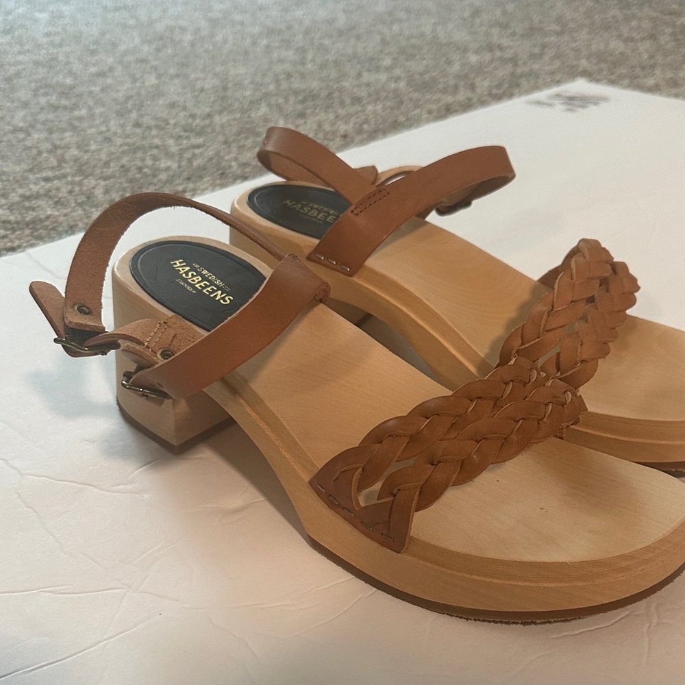 Swedish Hasbeens Brown Leather Mules